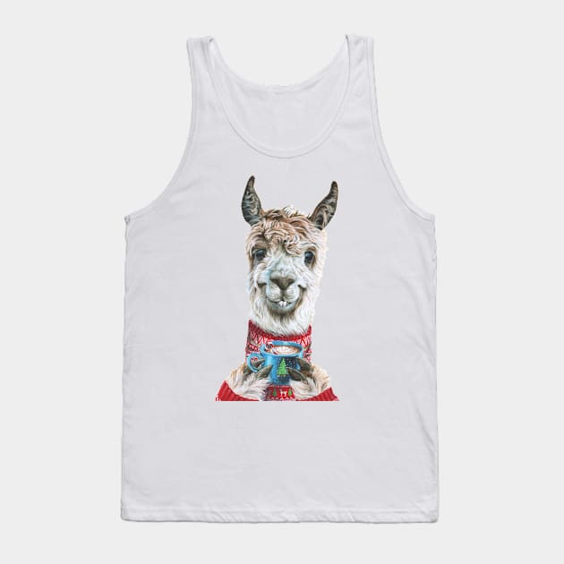 Christmas Llama Tank Top by Holly Simental